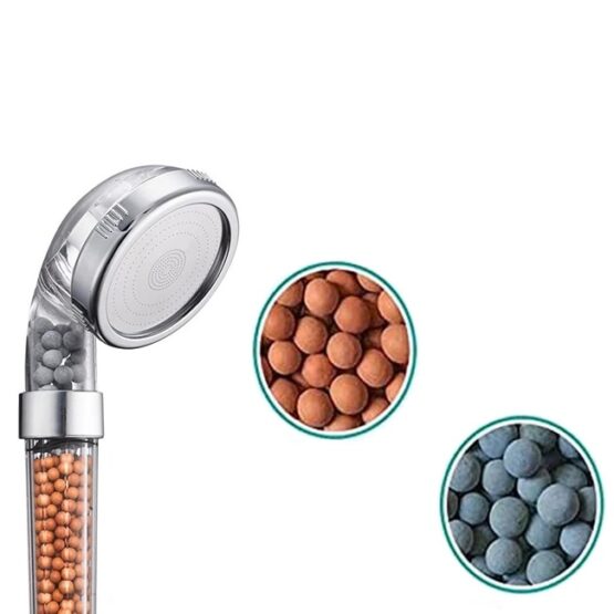 3 Para de dus cu filtru, 3 niveluri de filtrare a apei, anti-calcar, filet standard de 1/2", Silver - KESNUP