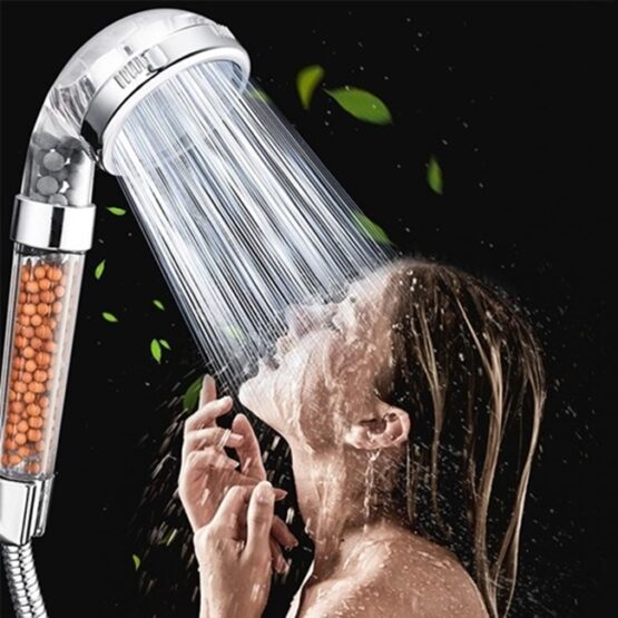 5 Para de dus cu filtru, 3 niveluri de filtrare a apei, anti-calcar, filet standard de 1/2", Silver - KESNUP
