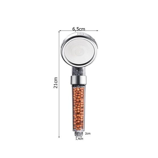 7 Para de dus cu filtru, 3 niveluri de filtrare a apei, anti-calcar, filet standard de 1/2", Silver - KESNUP