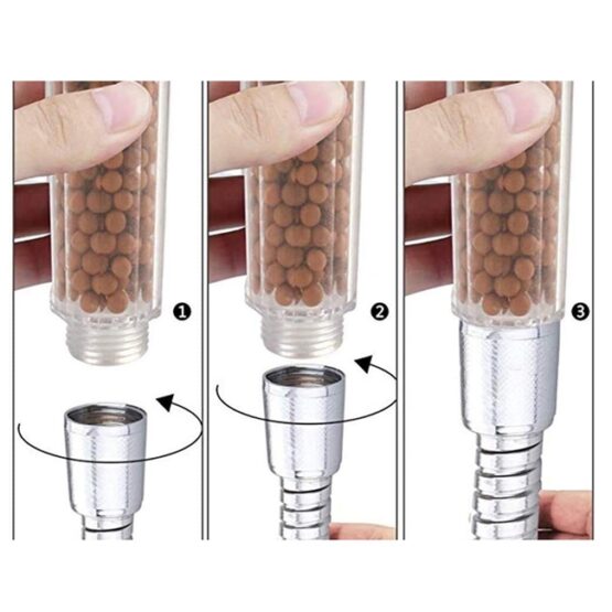 9 Para de dus cu filtru, 3 niveluri de filtrare a apei, anti-calcar, filet standard de 1/2", Silver - KESNUP