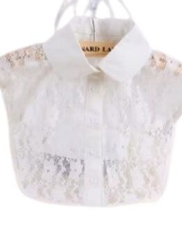 Guler fals de camasa, detasabil, model clasic dantela, Alb - KESNUP