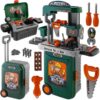 Set atelier de lucru de jucarie tip troller 3 in 1, cu unelte si accesorii, Verde - KESNUP