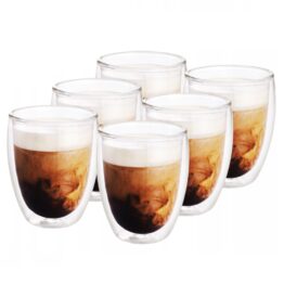 Set 6 pahare termice cu pereti dubli CLASStitude, pentru cafea, cappuccino, sucuri, 350 ml, din sticla, Transparent