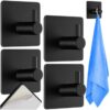 Set 4 carlige autoadezive, pentru baie si bucatarie, Negru mat - KESNUP