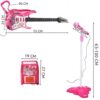 Set muzical complet format din chitara cu 6 corzi metalice, amplificator si microfon, Roz - KESNUP