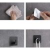 Set 4 carlige autoadezive, pentru baie si bucatarie, Negru mat - KESNUP