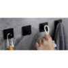 Set 4 carlige autoadezive, pentru baie si bucatarie, Negru mat - KESNUP