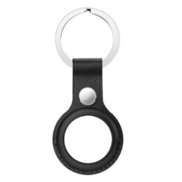 Breloc chei compatibila AirTag din piele naturala, Negru Breloc chei compatibila AirTag din piele naturala, Negru