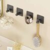 Set 4 carlige autoadezive, pentru baie si bucatarie, Negru mat - KESNUP