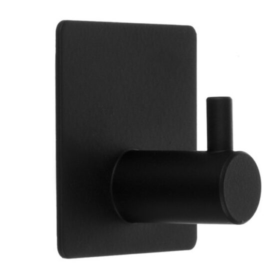 Set 4 carlige autoadezive, pentru baie si bucatarie, Negru mat - KESNUP