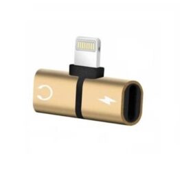 Adaptor splitter 2 in 1 pentru casti si incarcare iPhone 7, 8, X/XS, Auriu - KESNUP Adaptor splitter 2 in 1 pentru casti si incarcare iPhone 7, 8, X/XS, Auriu - KESNUP