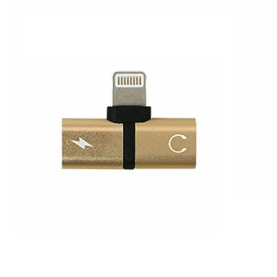Adaptor splitter 2 in 1 pentru casti si incarcare iPhone 7, 8, X/XS, Auriu - KESNUP