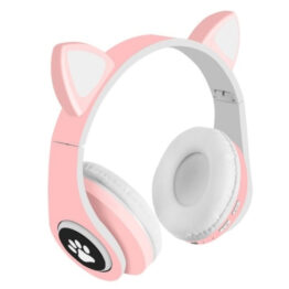 1-1-2.jpg Casti wireless pentru copii urechi de pisica Bluetooth Roz