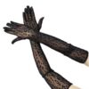 Manusi lungi peste cot cu imprimeu leopard, Animal Print Negru