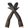 Manusi lungi peste cot cu imprimeu leopard, Animal Print Negru