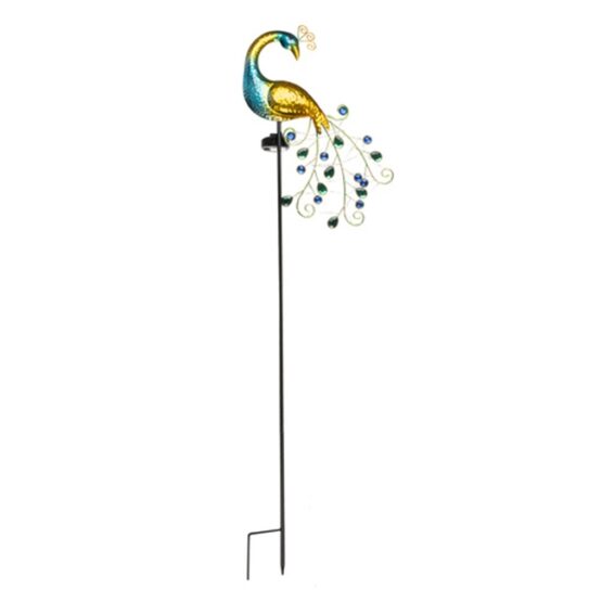 Lampa solara cu 40 LED-uri, model paun cu cristale, Multicolor