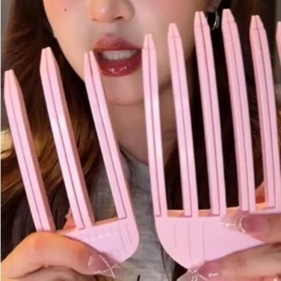 Agrafa tip clips pentru volum radacina si breton cu 6 dinti, Roz - KESNUP