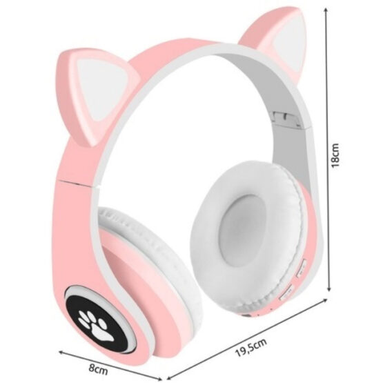 Casti wireless pentru copii urechi de pisica Bluetooth Roz