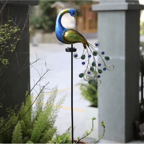 Lampa solara cu 40 LED-uri, model paun cu cristale, Multicolor