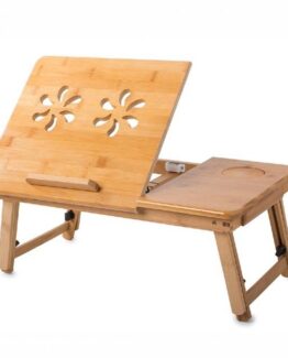 Masuta pliabila si ajustabila lemn de bambus 50x32.5x30 cm Bej