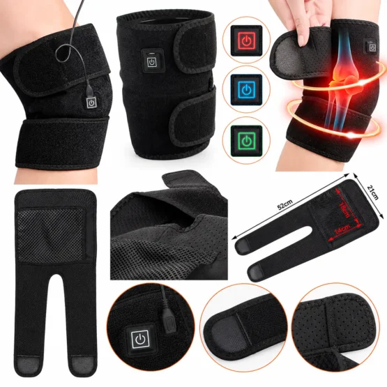 Genunchiera cu incalzire KESNUP – detalii tehnice, dimensiuni si caracteristici Genunchiera ortopedica cu incalzire KESNUP, 3 trepte de temperatura, reglabila cu benzi Velcro, alimentare USB, material respirabil, dimensiuni 52 x 21 cm si buzunar pentru compresa rece.
