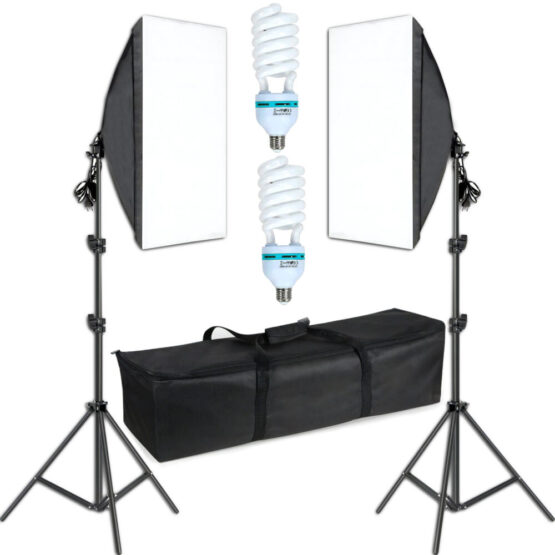 Set 2 lampi softbox 50 x 70 cm pentru studio, Negru Set 2 lampi softbox 50 x 70 cm pentru studio, Negru