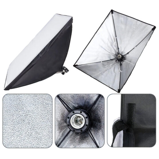 Set 2 lampi softbox 50 x 70 cm pentru studio, Negru Set 2 lampi softbox 50 x 70 cm pentru studio, Negru