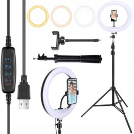 Lampa circulara profesionala ring light 240 W cu 180 LED-uri, Negru
