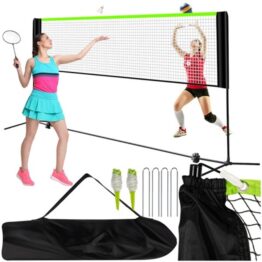Fileu portabil pentru tenis, volei, badminton, tenis de picior, Verde / Negru