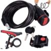 Lacat antifurt pentru bicicleta, motocicleta, trotineta electrica, scuter cu suport prindere sa, Negru / Rosu