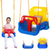 Leagan copii 3 in 1 de exterior si interior cu bara protectie detasabila, Multicolor Leagan copii 3 in 1 de exterior si interior cu bara protectie detasabila, Multicolor
