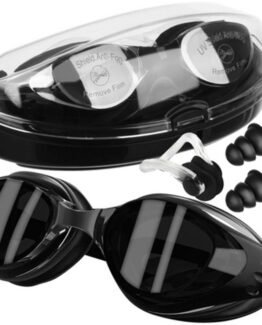 Set de ochelari de inot si dopuri pentru urechi si nas, Negru