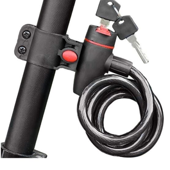 Lacat antifurt pentru bicicleta, motocicleta, trotineta electrica, scuter cu suport prindere sa, Negru / Rosu