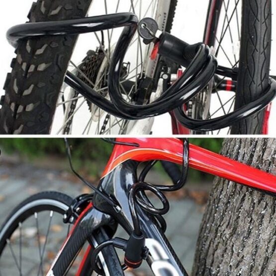 Lacat antifurt pentru bicicleta, motocicleta, trotineta electrica, scuter cu suport prindere sa, Negru / Rosu