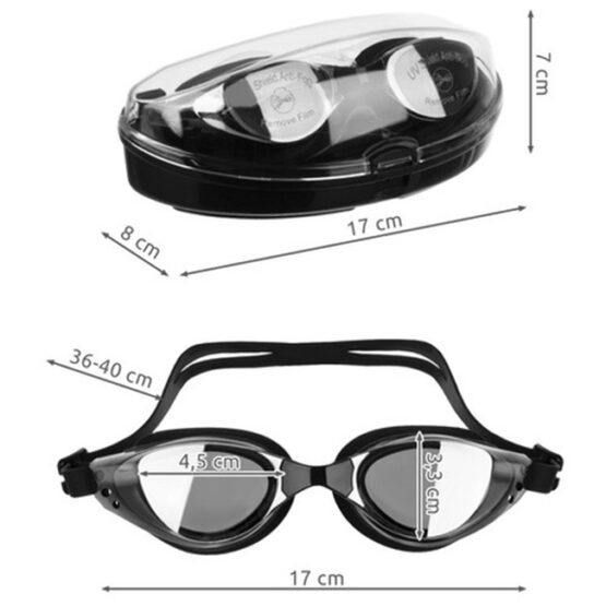 Set de ochelari de inot si dopuri pentru urechi si nas, Negru Set de ochelari de inot si dopuri pentru urechi si nas, Negru