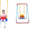 Leagan copii 3 in 1 de exterior si interior cu bara protectie detasabila, Multicolor Leagan copii 3 in 1 de exterior si interior cu bara protectie detasabila, Multicolor