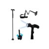 Baston ortopedic pliabil cu sprijin la sol in 4 puncte cu pivotare si lanterna LED, Negru