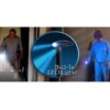Baston ortopedic pliabil cu sprijin la sol in 4 puncte cu pivotare si lanterna LED, Negru