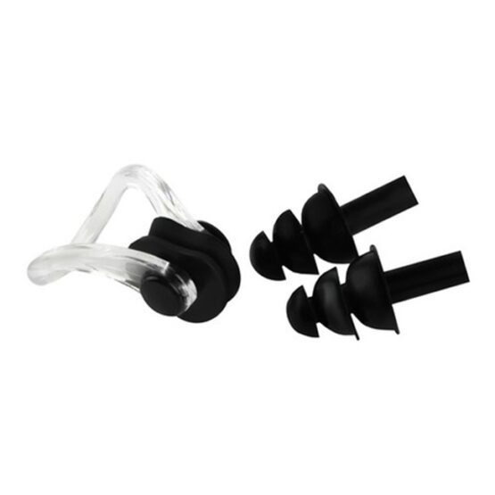 Set de ochelari de inot si dopuri pentru urechi si nas, Negru Set de ochelari de inot si dopuri pentru urechi si nas, Negru