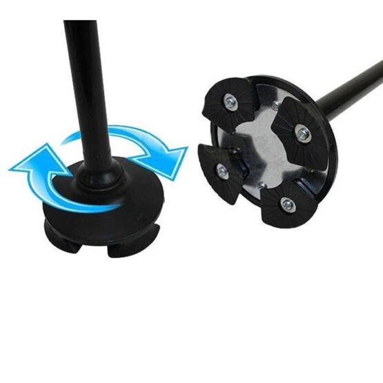 Baston ortopedic pliabil cu sprijin la sol in 4 puncte cu pivotare si lanterna LED, Negru