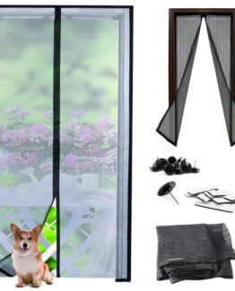 Plasa anti-insecte pentru usa, inchidere magnetica, Negru