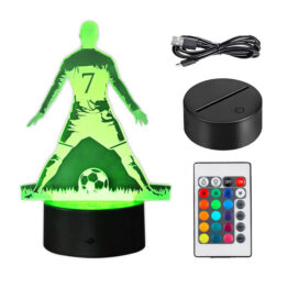 Lampa de veghe 3D LED cu holograma Cristiano Ronaldo CR7 SIUU pentru copii, Negru