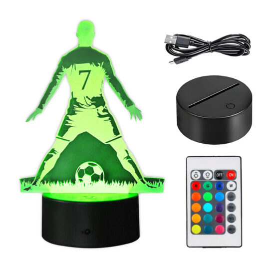 Lampa de veghe 3D LED cu holograma Cristiano Ronaldo CR7 SIUU pentru copii, Negru Lampa de veghe 3D LED cu holograma Cristiano Ronaldo CR7 SIUU pentru copii, Negru