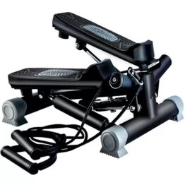 Stepper aerobic cu 2 corzi elastice si display cu afisaj electronic, Gri / Negru Stepper aerobic cu 2 corzi elastice si display cu afisaj electronic, Gri / Negru