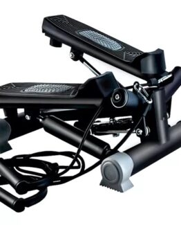 Stepper aerobic cu 2 corzi elastice si display cu afisaj electronic, Gri / Negru
