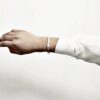 Bratara fixa bangle din inox placat 24K, masura M, Argintiu