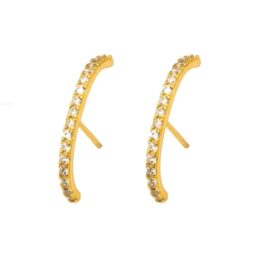 Cercei half hoops, pe jumatate de lob al urechii, cu strasuri transparente, din aliaj metalic placat 18K Auriu