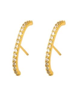 Cercei half hoops, pe jumatate de lob al urechii, cu strasuri transparente, din aliaj metalic placat 18K Auriu