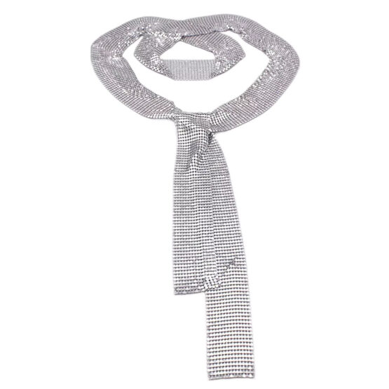 Esarfa metalica din plasa mesh, model glam-rock, Argintiu Esarfa metalica din plasa mesh, model glam-rock, Argintiu