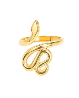 Inel sub forma de sarpe, masura 52-54 cm, din aliaj placat Gold